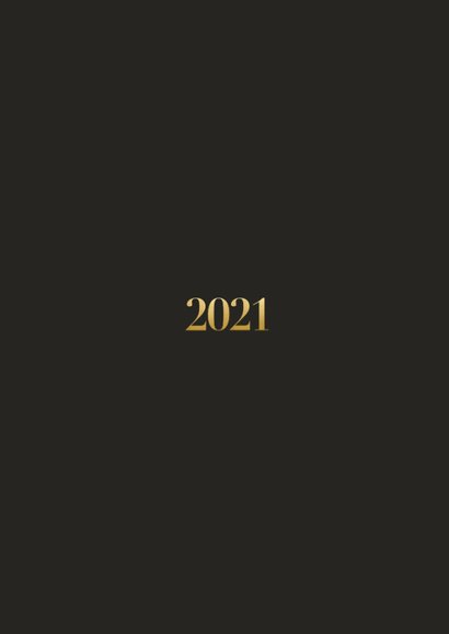 Nieuwjaarskaart met grote foto en gouden 2021 Achterkant