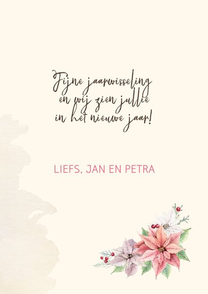 Nieuwjaarskaart met kerstgroen en klok 3