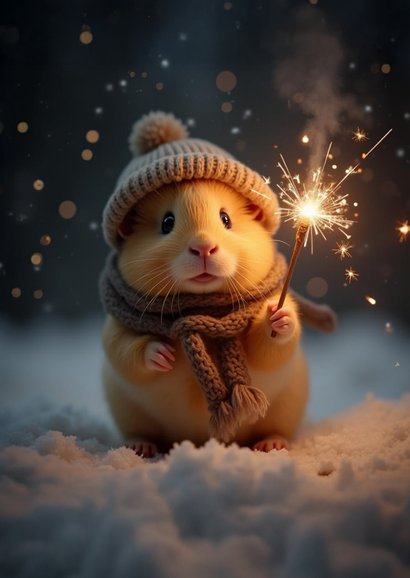 Nieuwjaarskaart met lieve cavia de beste wensen 2