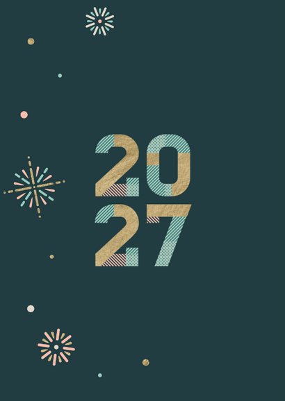 Nieuwjaarskaart met vuurwerk en sneeuw 2