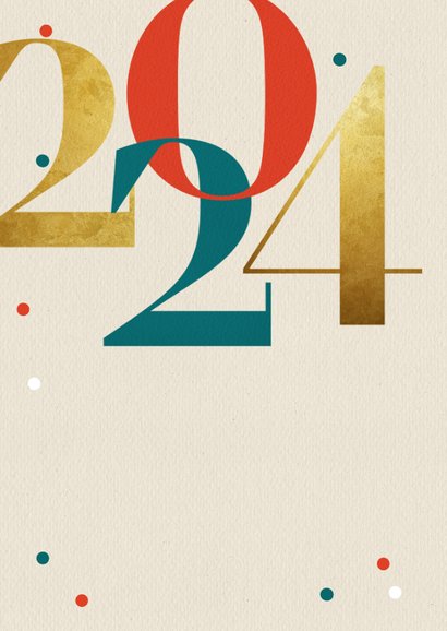 Nieuwjaarskaart modern typografisch 2024 goud kraft 2