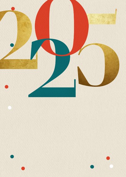 Nieuwjaarskaart modern typografisch 2025 goud kraft 2