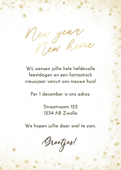 Nieuwjaarskaart new year new home verhuiskaart goud 3
