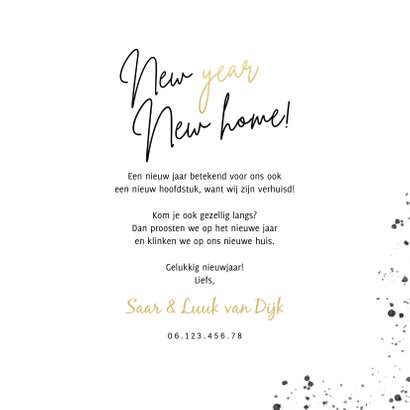 Nieuwjaarskaart new year new home verhuiskaart goudlook 3