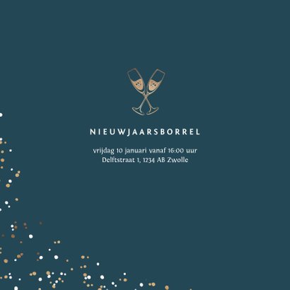 Nieuwjaarskaart nieuwjaarsborrel goudlook confetti zakelijk 2