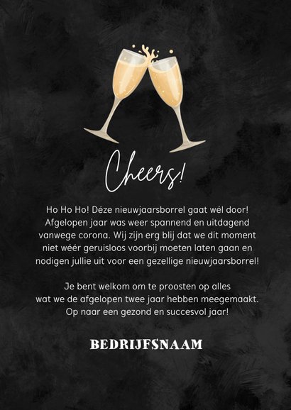 Nieuwjaarskaart nieuwjaarsborrel zakelijk champagne oliebol 3