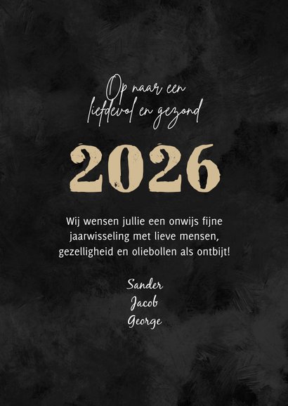 Nieuwjaarskaart oliebol vuurwerk sterretje fotokaart 3