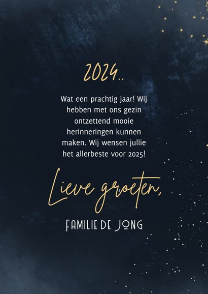 Nieuwjaarskaart overzicht op 2024 fotocollage met goud 3