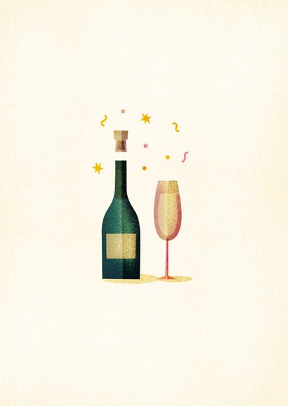 Nieuwjaarskaart pop the champagne eenvoudig 2