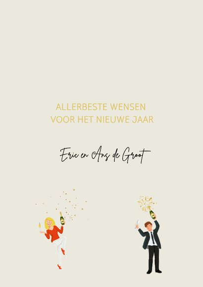 Nieuwjaarskaart poppetjes met glitterlook 3