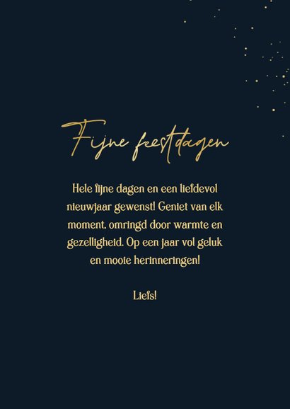 Nieuwjaarskaart quote leef lach geniet goud donkerblauw 3
