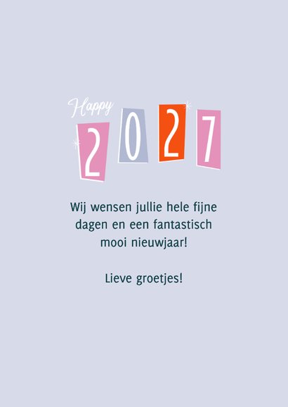 Nieuwjaarskaart retro sterretje vuurwerk 2027 3