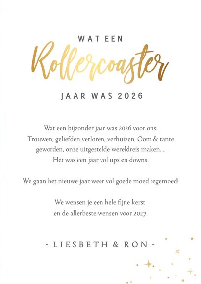 Nieuwjaarskaart - rollercoaster jaar 2026 arreslee op de kop 3