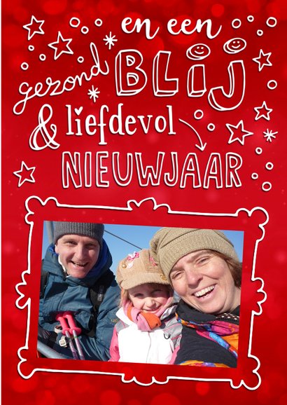 Nieuwjaarskaart rood geletterd 3