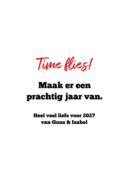 Nieuwjaarskaart scheurkalender 'Time flies' 2