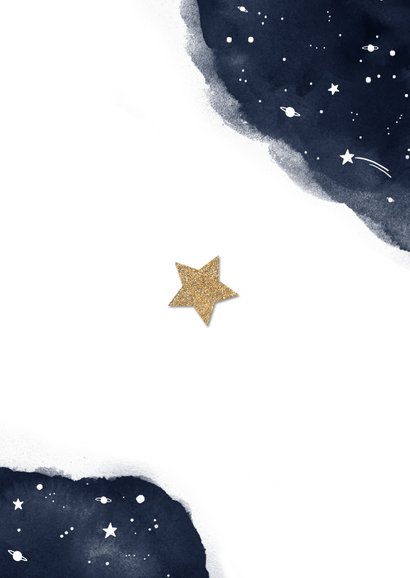 Nieuwjaarskaart sterren fotocollage goud waterverf Achterkant