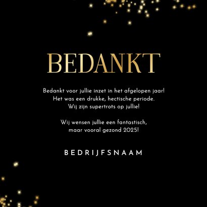 Nieuwjaarskaart stijlvol champagne vuurwerk bedankt zakelijk 3