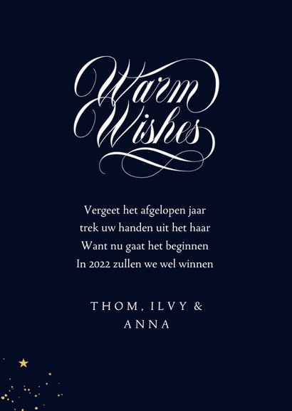 Nieuwjaarskaart stijlvol happy and healthy 2022 corona 3