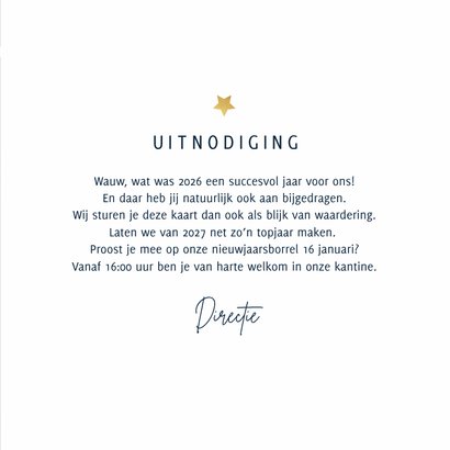 Nieuwjaarskaart uitnodiging nieuwjaarsborrel vuurwerk 3