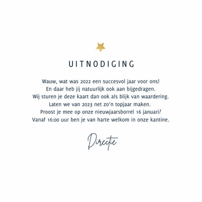 Nieuwjaarskaart uitnodiging nieuwjaarsborrel vuurwerk 3