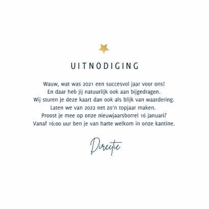 Nieuwjaarskaart uitnodiging nieuwjaarsborrel vuurwerk 3