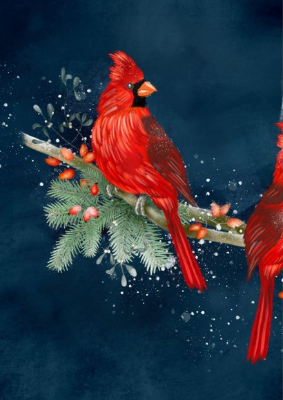 Nieuwjaarskaart vogel rode kardinaal 2