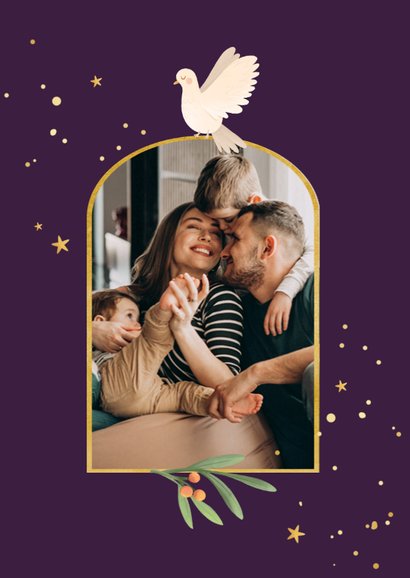 Nieuwjaarskaart vredesduif liefde sterren gezegend nieuwjaar 2