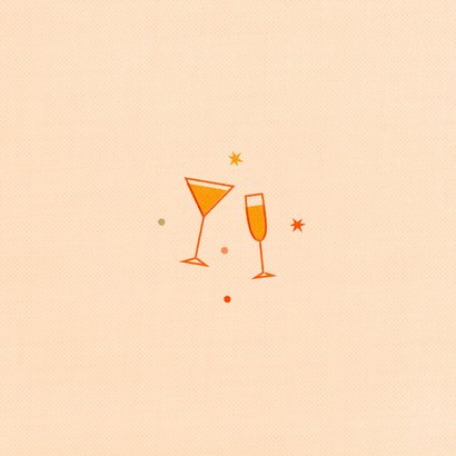 Nieuwjaarskaart vrolijk 2026 met champagne en sterren Achterkant