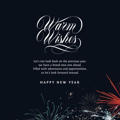 Nieuwjaarskaart vuurwerk stijlvol zakelijk warm wishes 3