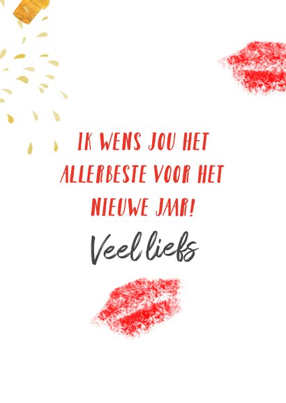 Nieuwjaarskaart 'Warm wishes and champagne kisses'. 3