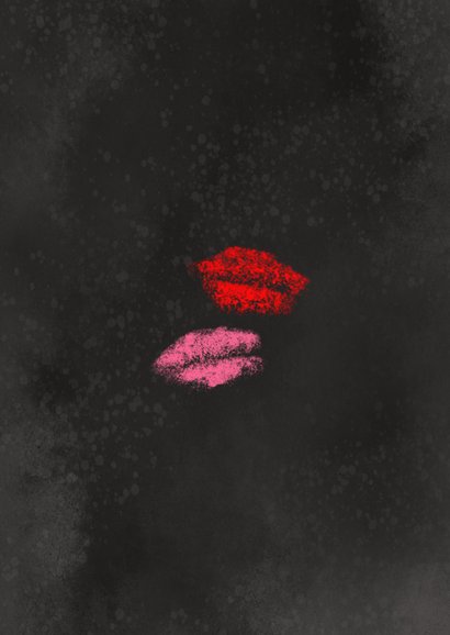 Nieuwjaarskaart 'Warm wishes and champagne kisses'. Achterkant