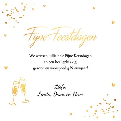 Nieuwjaarskaart wit fotocollage goudlook confetti 3