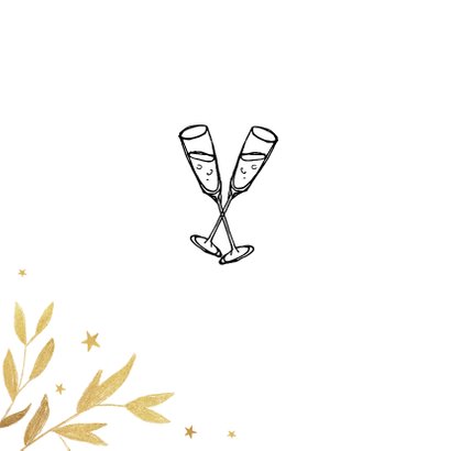 Nieuwjaarskaart zakelijk 2020 champagne proost goud 2