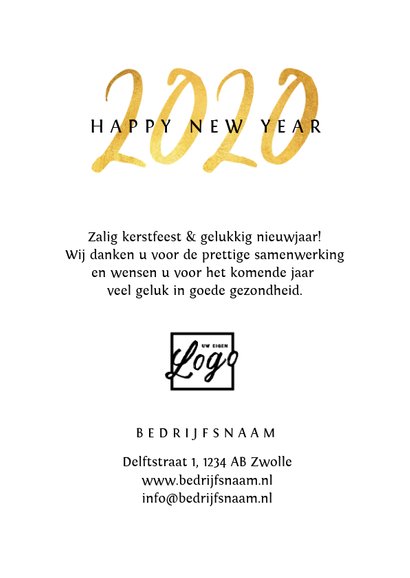 Nieuwjaarskaart zakelijk 2020 goud foto sterretjes 3