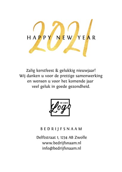 Nieuwjaarskaart zakelijk 2021 goud foto sterretjes 3