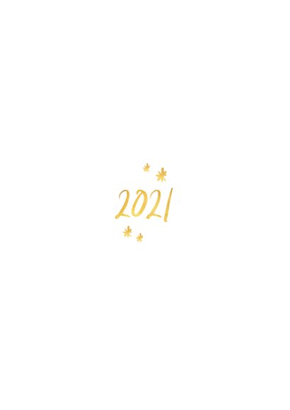 Nieuwjaarskaart zakelijk 2021 goud foto sterretjes Achterkant