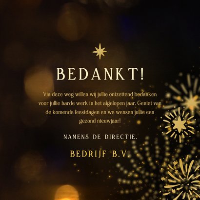 Nieuwjaarskaart zakelijk 2025 3D met vuurwerk 3