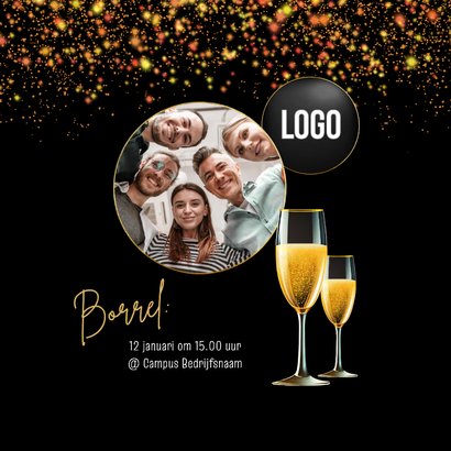Nieuwjaarskaart zakelijk 2026 goud sterren sparkle 2