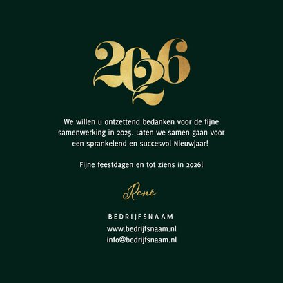 Nieuwjaarskaart zakelijk 2026 grafisch stijlvol goud  3