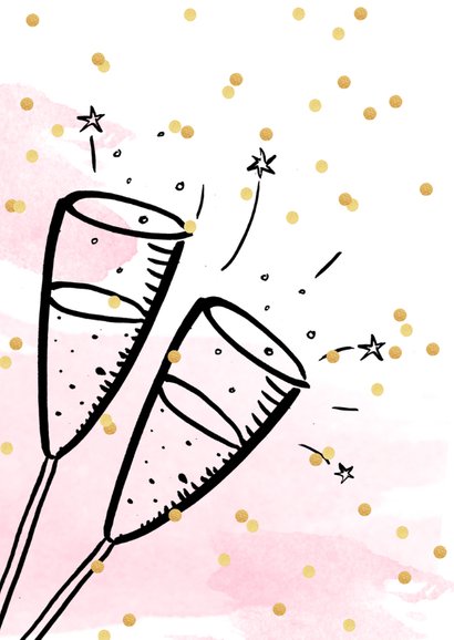 Nieuwjaarskaart zakelijk aquarel, confetti en champagne 2