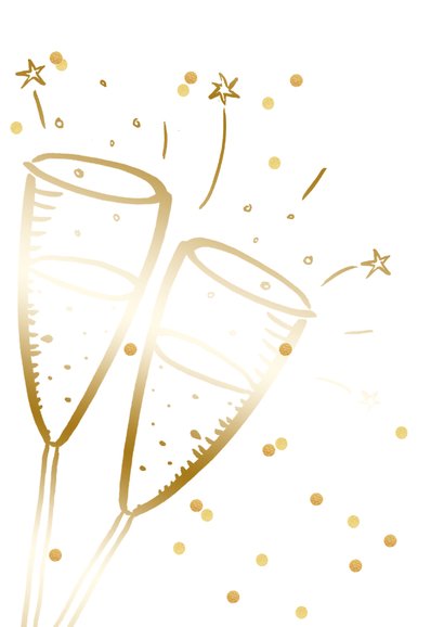 Nieuwjaarskaart zakelijk champagne goudlook confetti 2