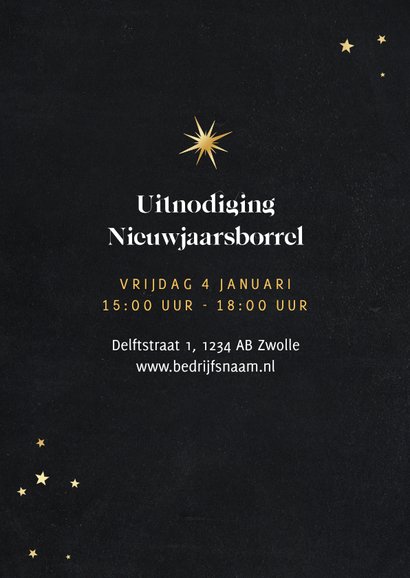 Nieuwjaarskaart zakelijk kerstboom sterren goud 2027 2