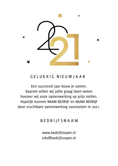Nieuwjaarskaart zakelijk sterren 2021 grafisch modern 3