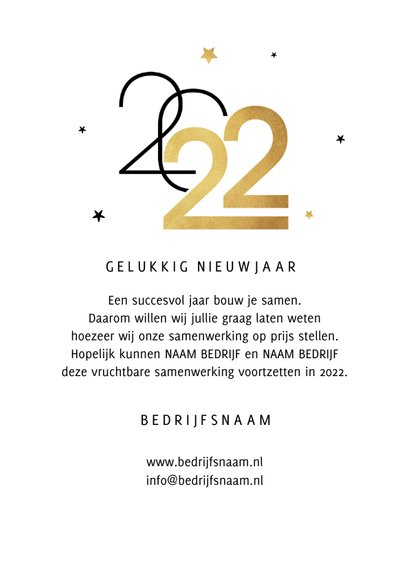 Nieuwjaarskaart zakelijk sterren 2022 grafisch modern 3