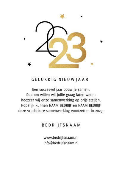Nieuwjaarskaart zakelijk sterren 2023 grafisch modern 3