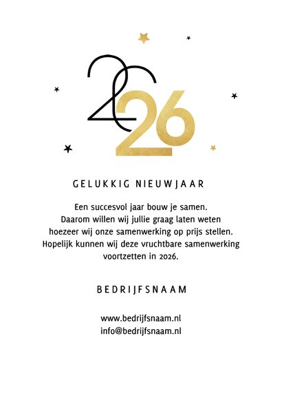 Nieuwjaarskaart zakelijk sterren 2026 grafisch modern 3