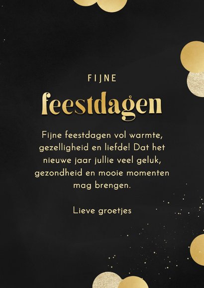 Nieuwjaarskaartje fijne feestdagen goud confetti fotocollage 3