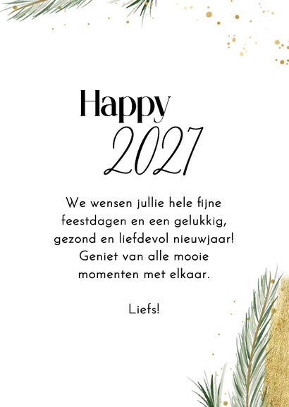 Nieuwjaarskaartje gouden fotostrip happy 2027 takjes 3