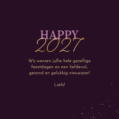 Nieuwjaarskaartje happy 2027 met strikje paars 3