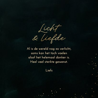Nieuwjaarskaartje licht en liefde moeilijke tijd ster 3